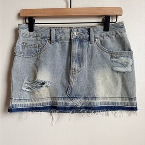 Edikted Denim Distressed Mini Skirt